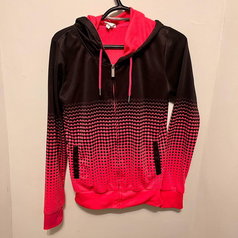 Bench - Women’s Small - Pink and Black Zip-up Hoodie - 100% Polyester -